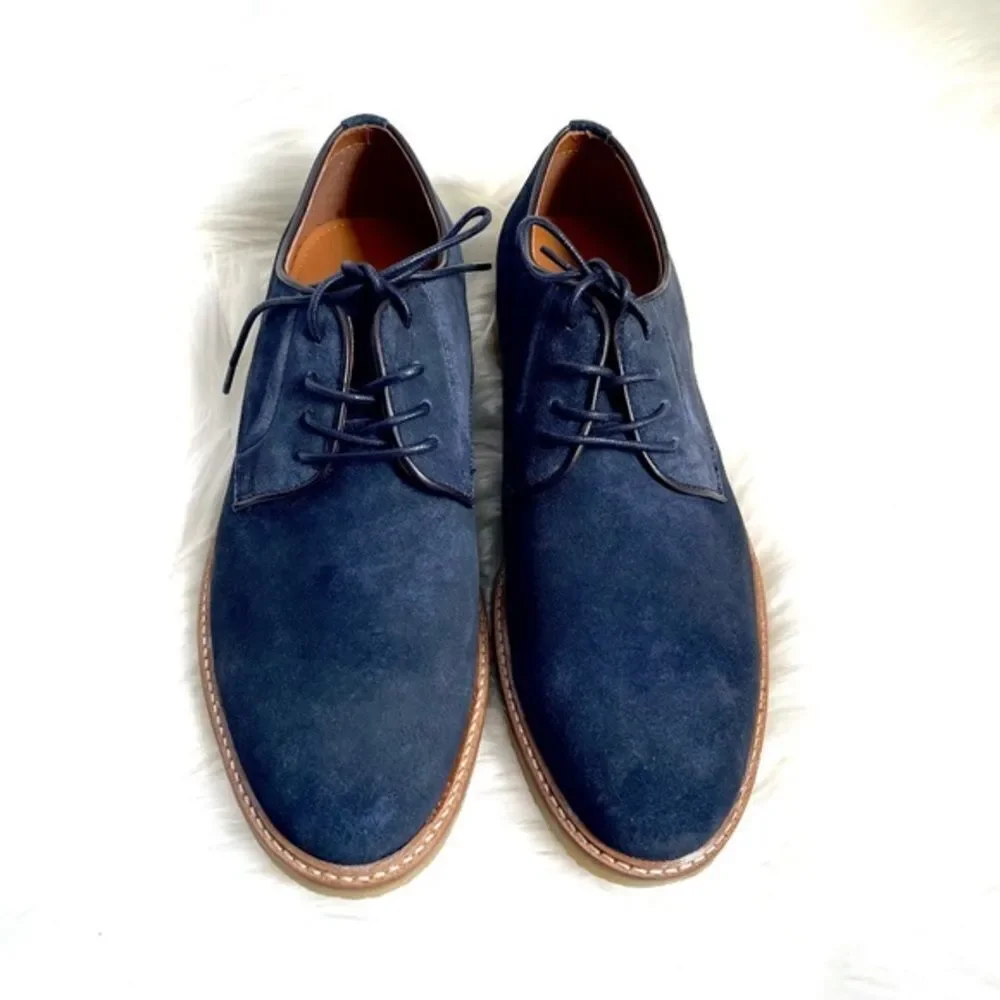 Dunross & Sons Ellis Plain Toe Lace -Up Derby Navy